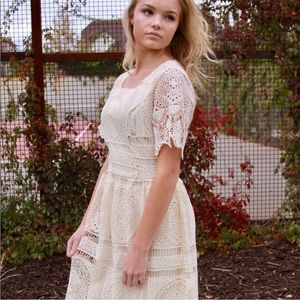 Polagram Lace Dress in Cream